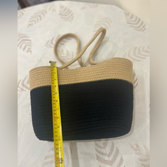 Two-Tone Tan and Black Women's Tote Bag - Picture 3 of 5